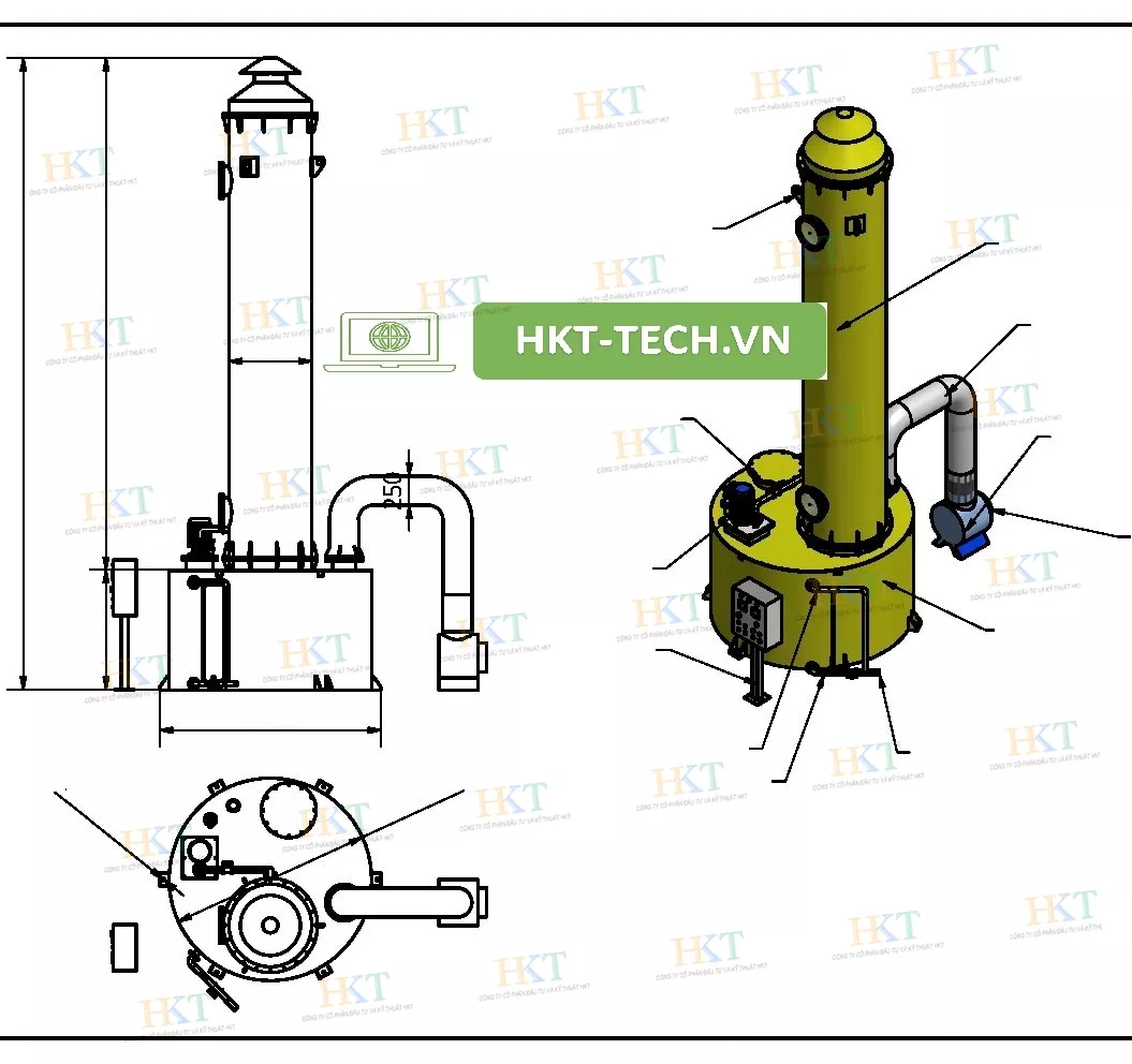Tháp trung hòa khí Clo rò rỉ